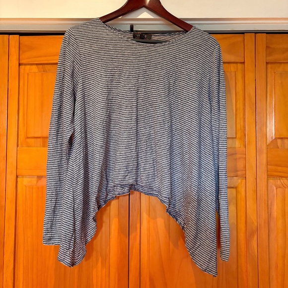 Comfy USA Striped Long Sleeve T-Shirt Size Medium Made in USA, Gray, White - Picture 1 of 7